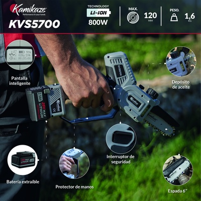 Pack Ahorro Pulmic Pegasus 15 + Kamikaze KVS5700: Pulverizador El�ctrico y Motosierra de Poda + Bater�a y Cargador Triple